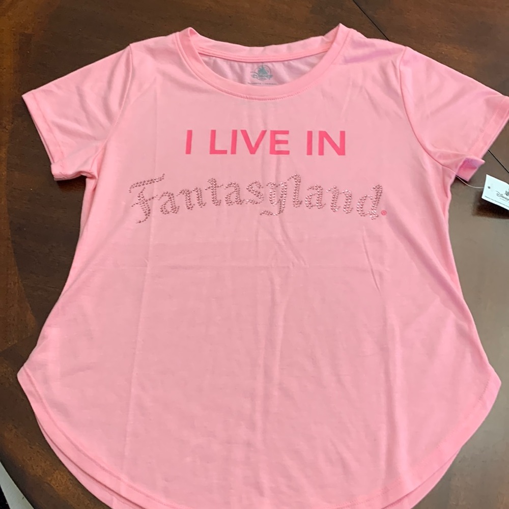 NWT Disney World I LIVE IN FANTASYLAND 🏰Embellished Bling T-Shirt Size XS